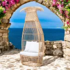 Poltrona da Giardino in Intreccio di Polyrattan con Cuscino Off-White - Anteia Viadurini