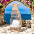Poltrona da Giardino in Intreccio di Polyrattan con Cuscino Off-White - Anteia