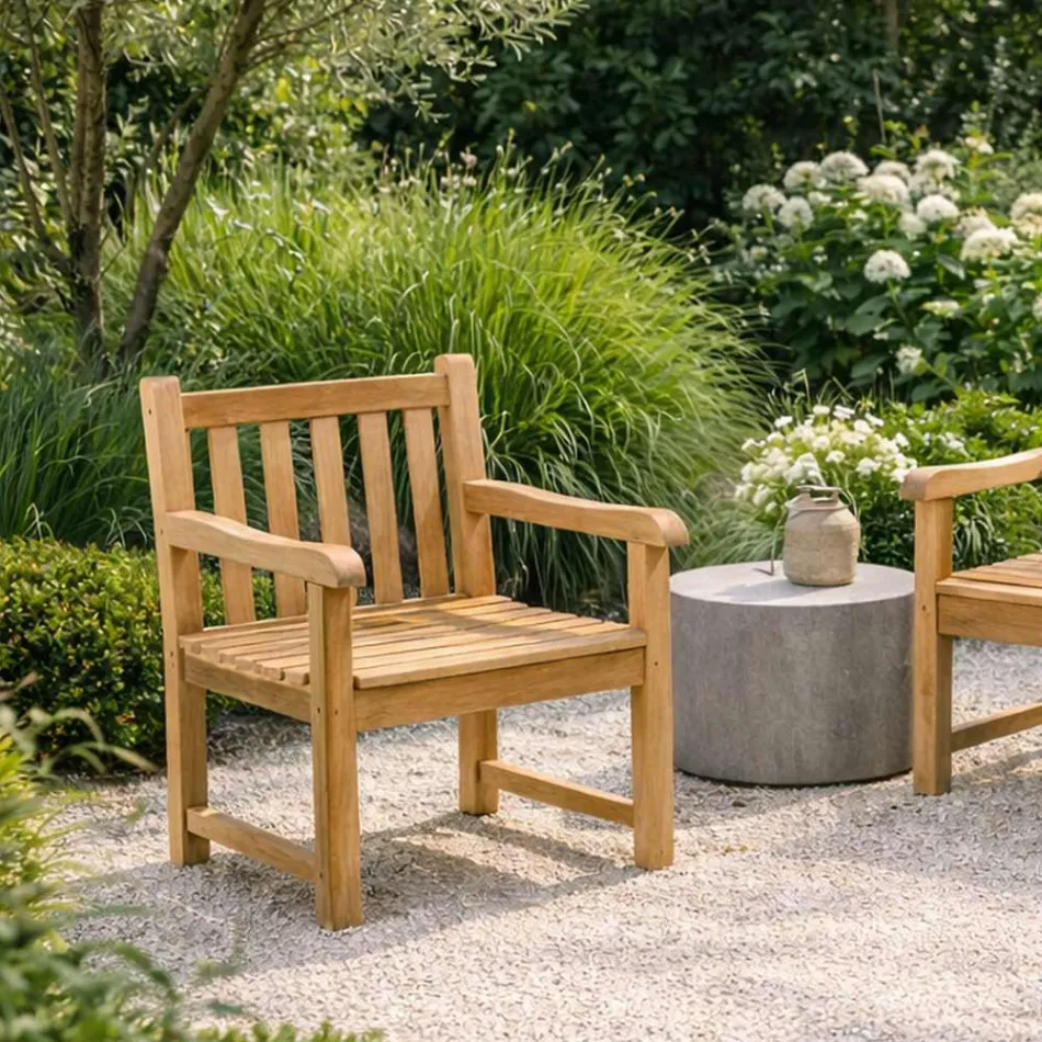 Poltrona da Giardino in Legno di Teak Naturale – Yggdrasil Viadurini