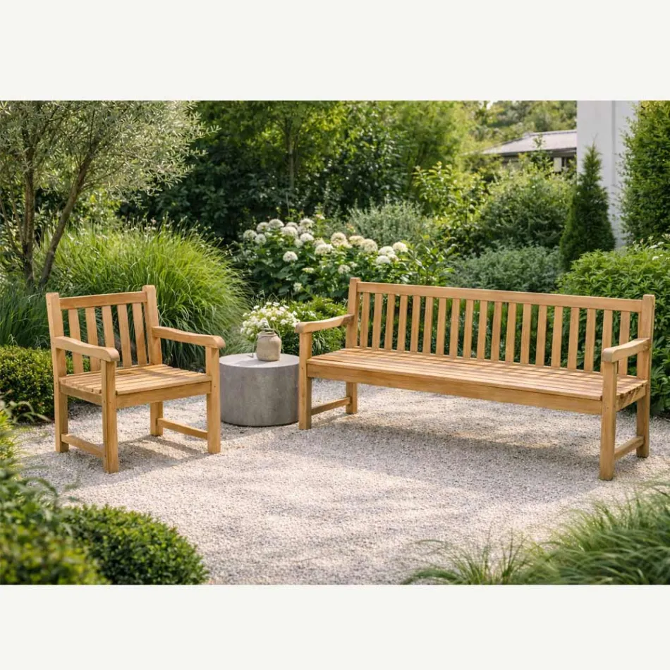 Poltrona da Giardino in Legno di Teak Naturale – Yggdrasil Viadurini