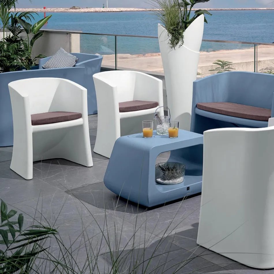 Poltrona da Giardino in Polietilene con Braccioli Made in Italy - Perez Viadurini