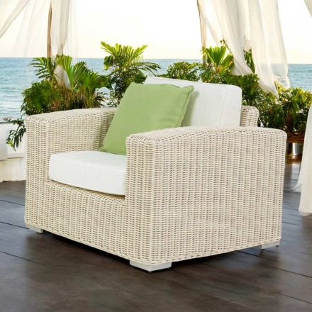Poltrona da Giardino in Polyrattan Intrecciato a Mano - Yoko Viadurini