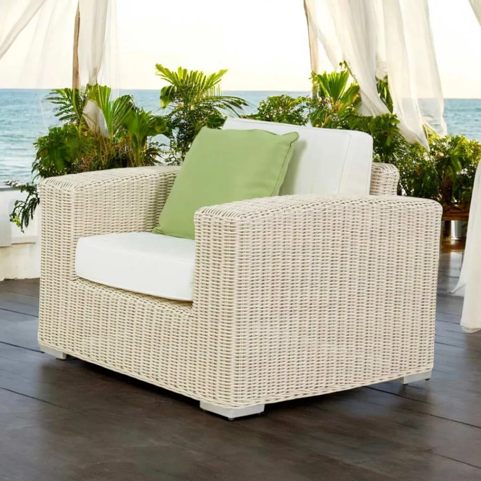 Poltrona da Giardino in Polyrattan Intrecciato a Mano - Yoko Viadurini