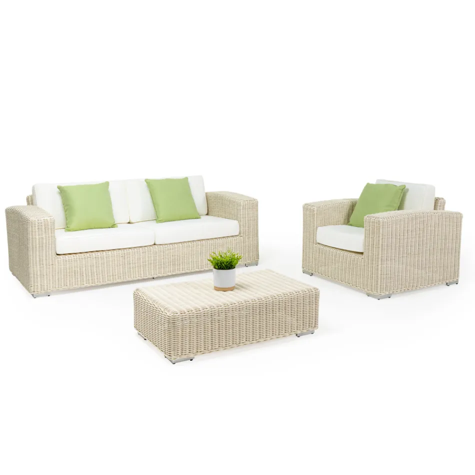 Poltrona da Giardino in Polyrattan Intrecciato a Mano - Yoko Viadurini