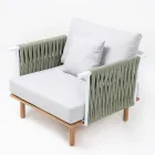 Poltrona da Giardino in Teak, Intreccio in Corda e Cuscini - Bellatrix Viadurini