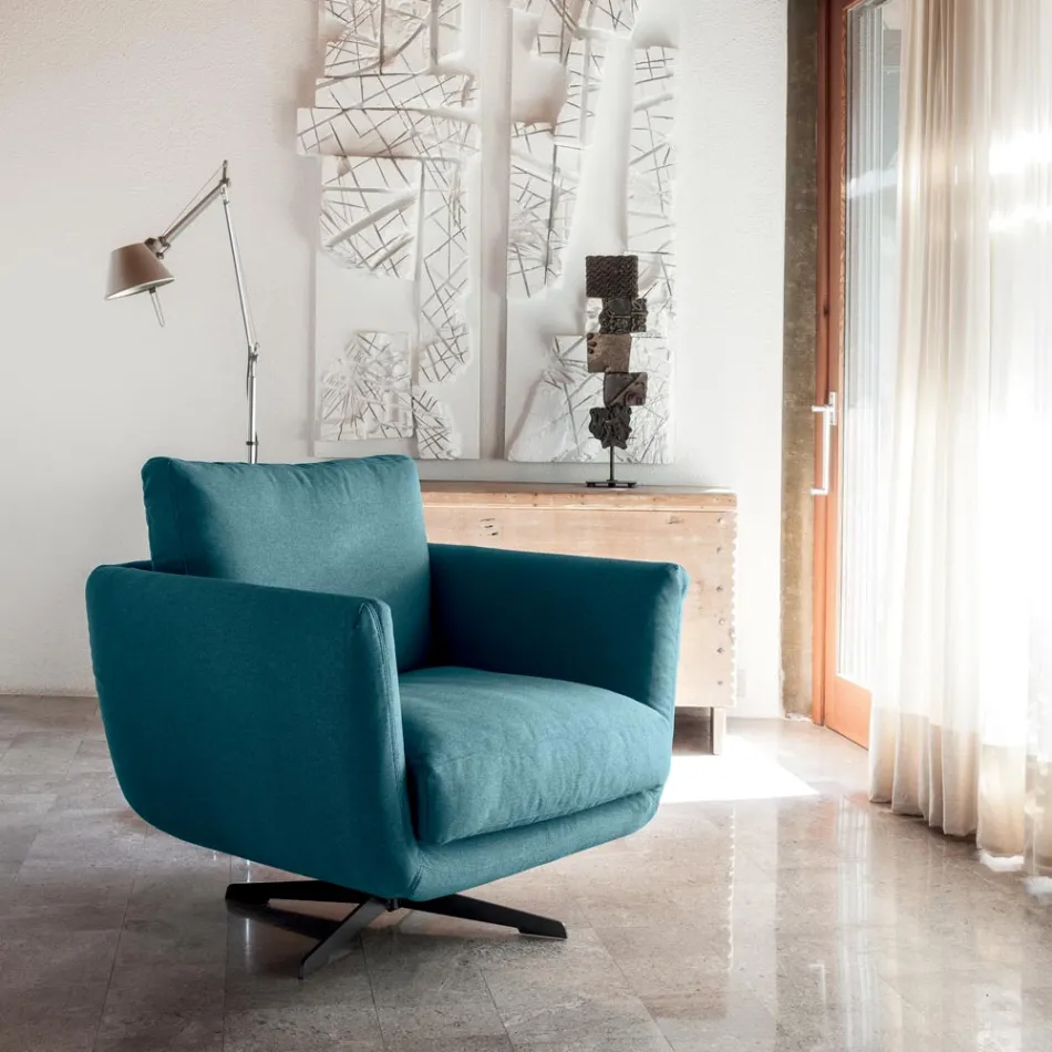 Poltrona da Salotto con Base a Scelta Girevole o Fissa Made in Italy - Ironico Viadurini
