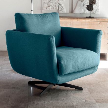 Poltrona da Salotto con Base a Scelta Girevole o Fissa Made in Italy - Ironico Viadurini