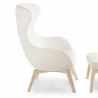 Poltrona da Salotto con Poggiapiedi in Pelle e Legno Made in Italy - Butterfly Viadurini