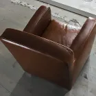 Poltrona da Salotto in Legno, Cuoio e Metallo Made in Italy - Burlesco Viadurini