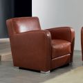 Poltrona da Salotto in Legno, Cuoio e Metallo Made in Italy - Burlesco