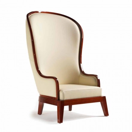 Poltrona da salotto in pelle decorazione laser, made in Italy, Eli Viadurini