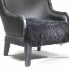 Poltrona da salotto in pelle e pelo nero Eli, design classico di lusso Viadurini
