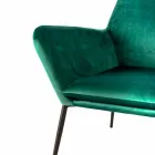 Poltrona da Salotto Moderna in Velluto Verde Petrolio e Metallo Nero – Tonica Viadurini