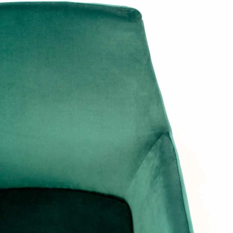 Poltrona da Salotto Moderna in Velluto Verde Petrolio e Metallo Nero – Tonica Viadurini