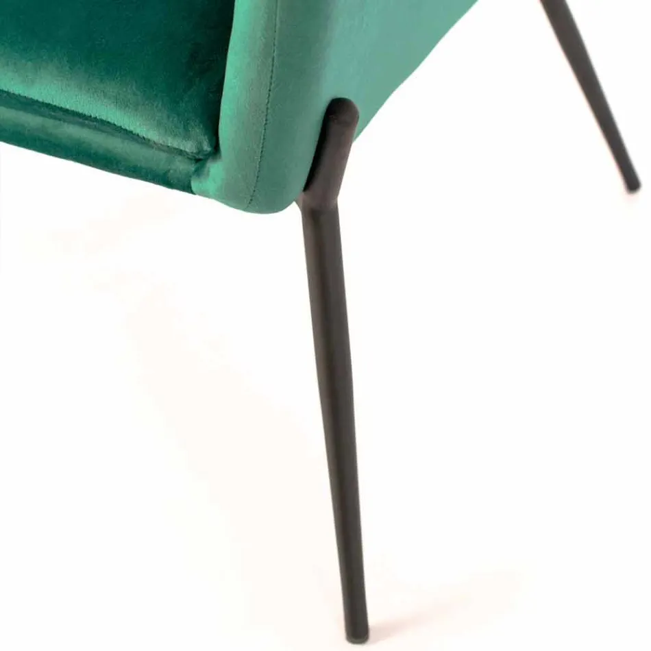 Poltrona da Salotto Moderna in Velluto Verde Petrolio e Metallo Nero – Tonica Viadurini
