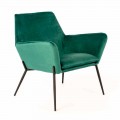 Poltrona da Salotto Moderna in Velluto Verde Petrolio e Metallo Nero – Tonica