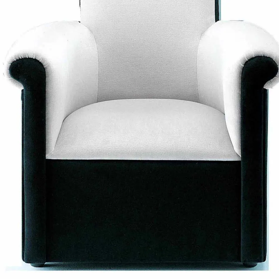 Poltrona da Salotto Rivestita in Velluto Bianco e Nero Made in Italy - Gedda Viadurini