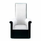 Poltrona da Salotto Rivestita in Velluto Bianco e Nero Made in Italy - Gedda Viadurini