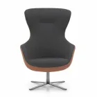 Poltrona da Soggiorno Girevole in Pelle e Metallo Made in Italy - Butterfly Viadurini