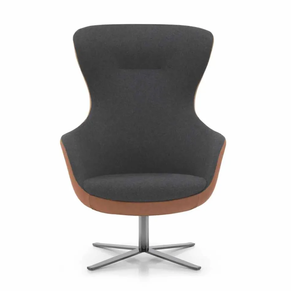 Poltrona da Soggiorno Girevole in Pelle e Metallo Made in Italy - Butterfly Viadurini