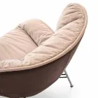 Poltrona da Soggiorno in Pelle e Tessuto con Base Cromata Made in Italy - Litchi Viadurini