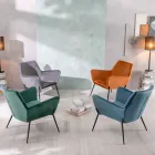 Poltrona da Soggiorno in Velluto di Diversi Colori e Base in Metallo - Italia Viadurini