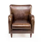 Poltrona da Soggiorno Realizzata in Cuoio Vintage Effetto Invecchiato - Timbro Viadurini