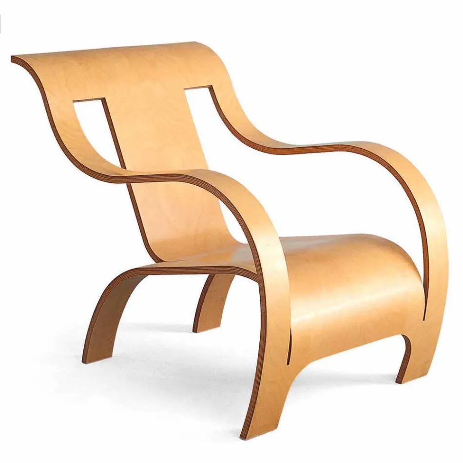 Poltrona Design in Multistrato Nero o Finitura Betulla Made in Italy - Galatea Viadurini
