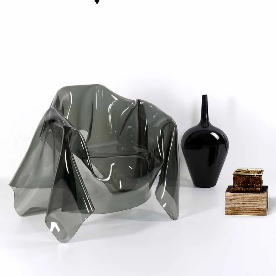 Poltrona design moderno in plexiglass fumé Paris,made in Italy Viadurini