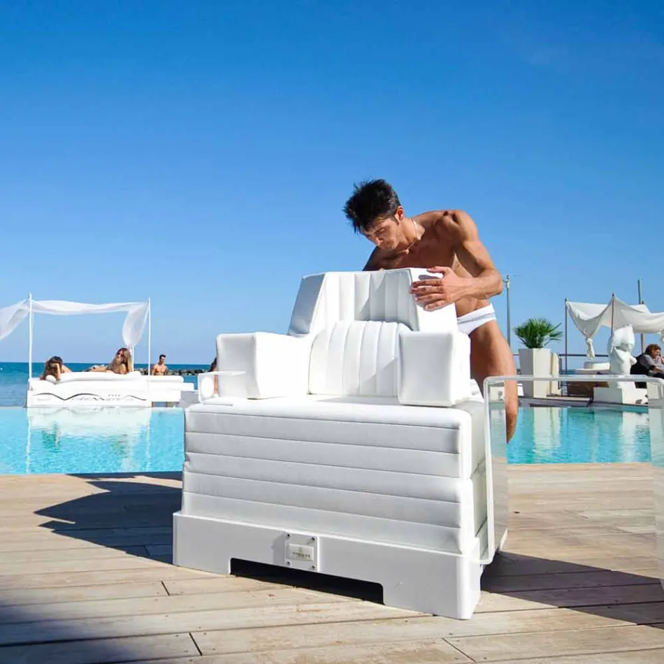 Poltrona galleggiante Trona Luxury bianca di design, made in Italy Viadurini