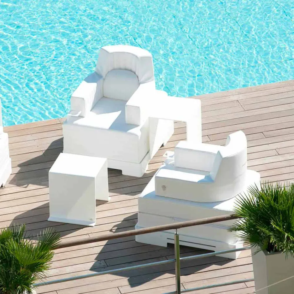 Poltrona galleggiante Trona Luxury bianca di design, made in Italy Viadurini