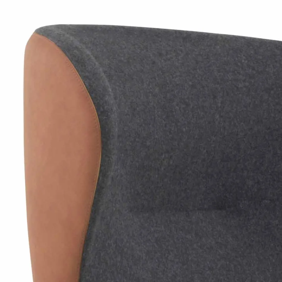 Poltrona Girevole in Pelle con Base in Legno Realizzata in Italia - Butterfly Viadurini