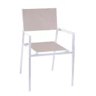 Poltrona Impilabile da Giardino in Textilene Beige e Alluminio - Foglio Viadurini