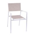Poltrona Impilabile da Giardino in Textilene Beige e Alluminio - Foglio