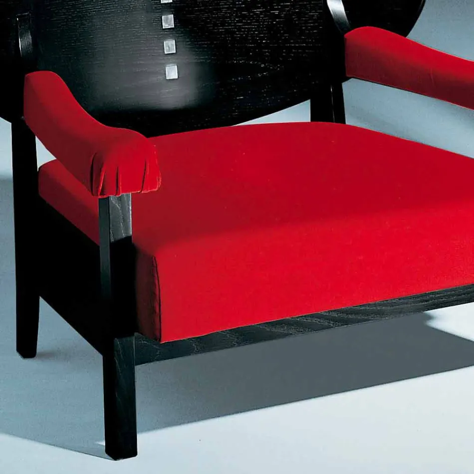Poltrona in Frassino Tinto Nero con Rivestimento in Cotone Made in Italy - Peleo Viadurini
