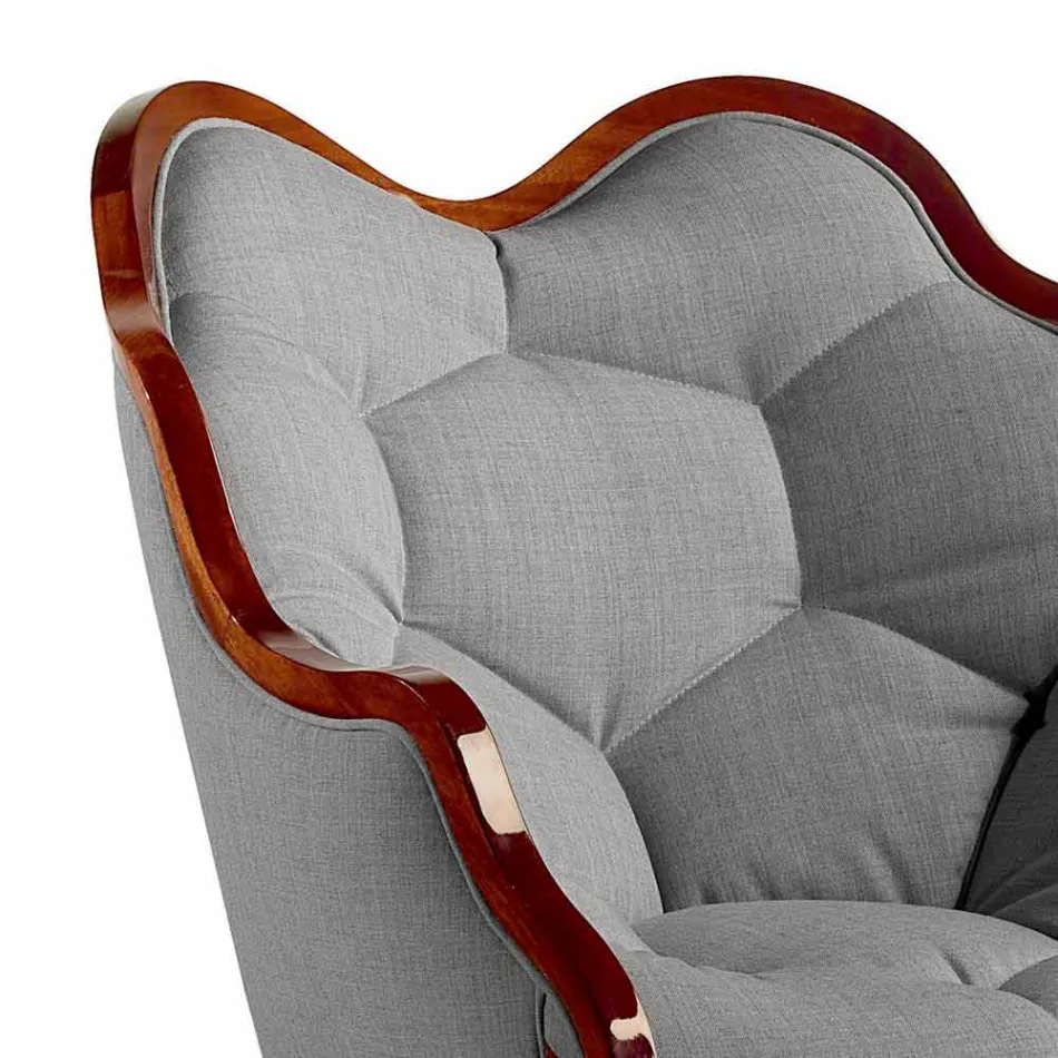 Poltrona in tessuto e legno massello di design, made in Italy, Begga Viadurini