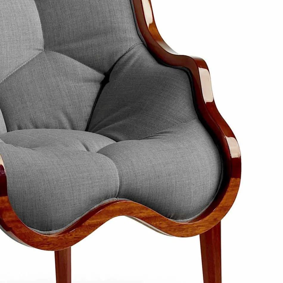 Poltrona in tessuto e legno massello di design, made in Italy, Begga Viadurini