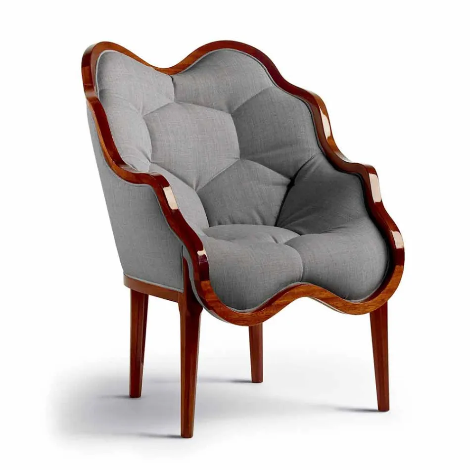 Poltrona in tessuto e legno massello di design, made in Italy, Begga Viadurini