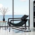 Poltrona Moderna in Legno Laccato Nero Lucido e Pelle Made in Italy - Conga