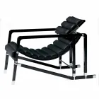 Poltrona Moderna in Legno Laccato Nero Lucido e Pelle Made in Italy - Conga Viadurini