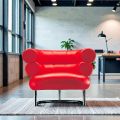 Poltrona Moderna Rivestita in Pelle con Base in Acciaio Made in Italy - Ostilio