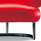 Poltrona Moderna Rivestita in Pelle con Base in Acciaio Made in Italy - Ostilio Viadurini