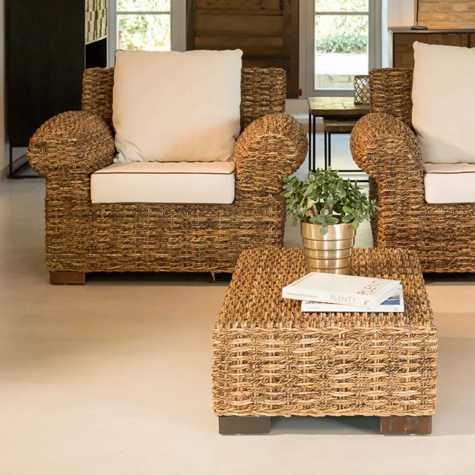 Poltrona Outdoor in Abaca con Cuscini Inclusi – Lagertha Viadurini