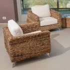 Poltrona Outdoor in Intreccio di Banano con Cuscini – Legolas Viadurini