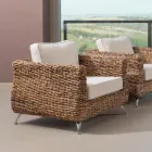 Poltrona Outdoor in Intreccio di Banano con Cuscini – Legolas Viadurini