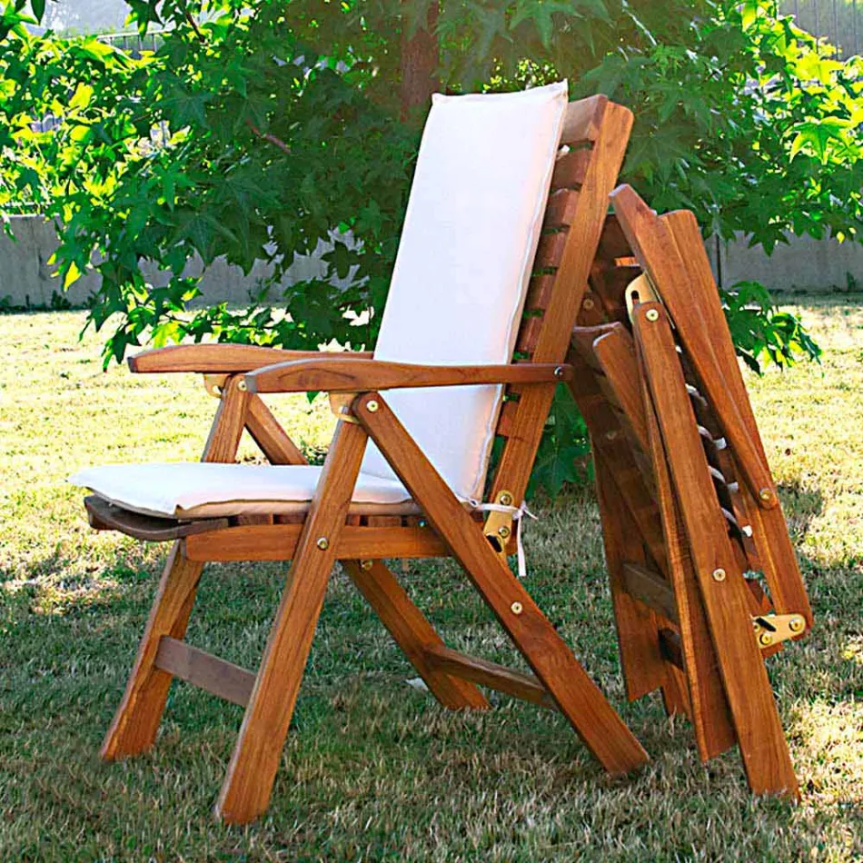 Poltrona pieghevole in teak da giardino Viadurini