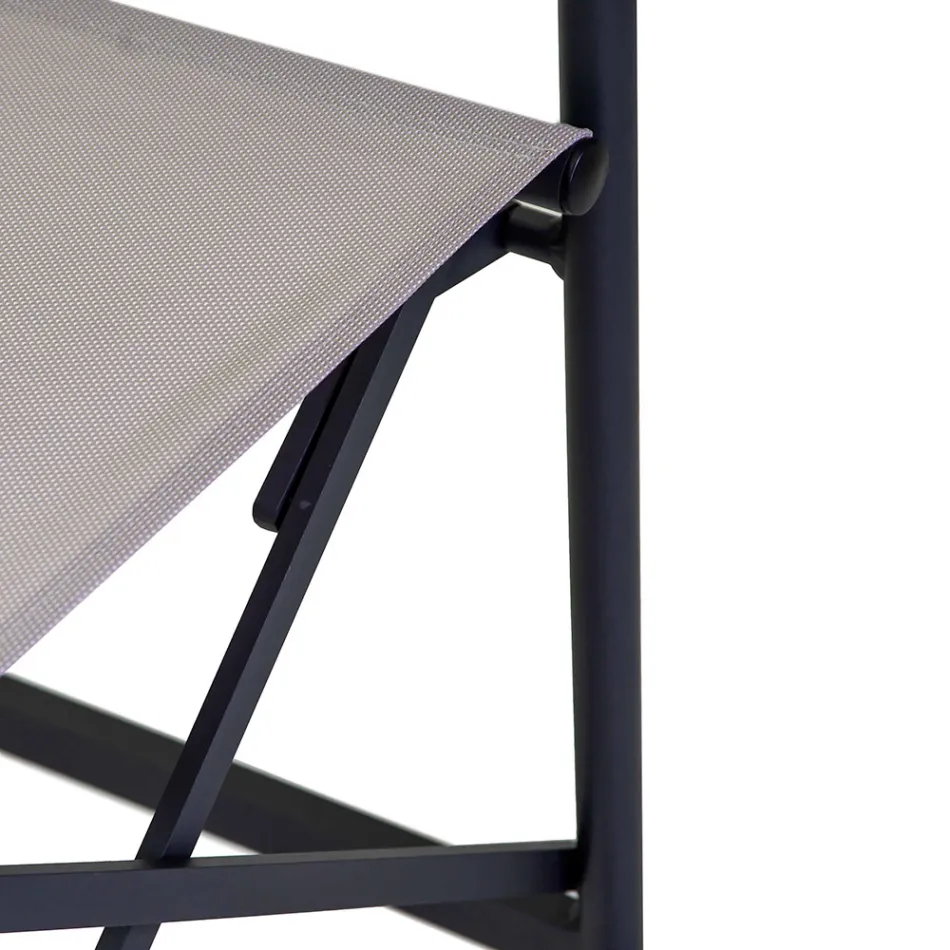Poltrona Regista Realizzata in Alluminio, Textilene e Bracciolo in Teak - Tenda Viadurini