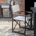 Poltrona Regista Realizzata in Alluminio, Textilene e Bracciolo in Teak - Tenda