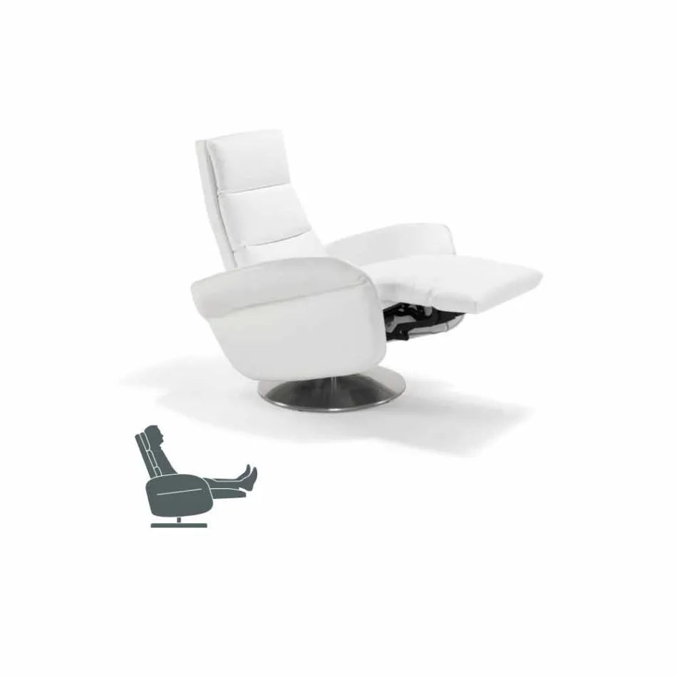 Poltrona relax 2 motori girevole pelle/tessuto/ecopelle moderna Bluma Viadurini
