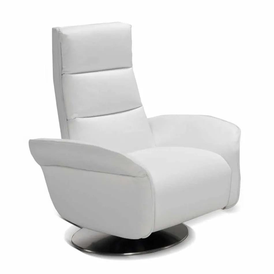Poltrona relax 2 motori girevole pelle/tessuto/ecopelle moderna Bluma Viadurini
